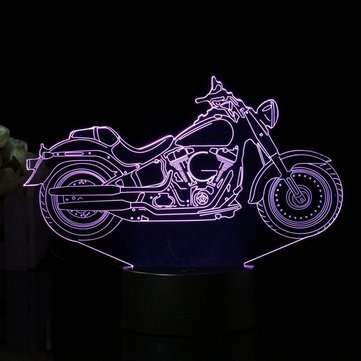3D Illusion Motorcycle LED Desk Lamp 7 Color Change Touch Switch Night Light