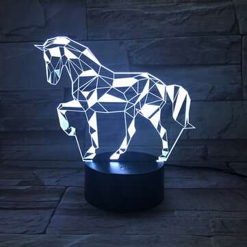 3D LED Lamp 7 Color Horse Shape USB Charge Visual Night Light Touch Bottom Home Office Desk Decor Gi