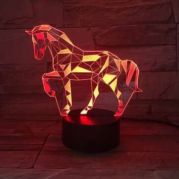3D LED Lamp 7 Color Horse Shape USB Charge Visual Night Light Touch Bottom Home Office Desk Decor Gi