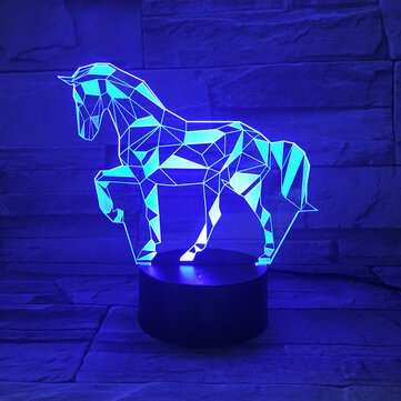 3D LED Lamp 7 Color Horse Shape USB Charge Visual Night Light Touch Bottom Home Office Desk Decor Gi