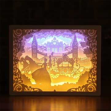 3D LED Night Light Paper Carving Table Lamp For Home Bedroom Family Dining Table C... (TYPE: 2GATEN)