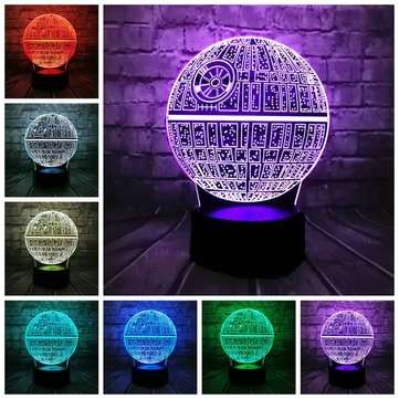 3D LED Table Lamp Death Star Colorful Ball Bulb Atmosphere Decoration Night Lights ... (BASE: CRACK)