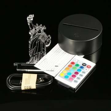3D New York City Statue of Liberty Touch Remote 7 Color Changing LED Table Night Lamp Light Gift