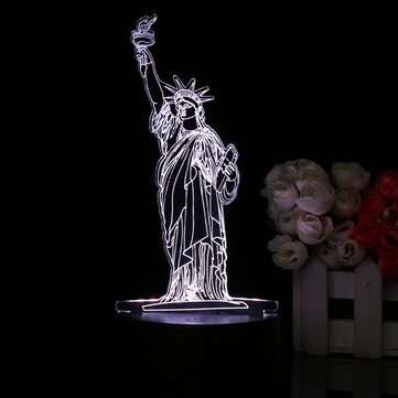 3D New York City Statue of Liberty Touch Remote 7 Color Changing LED Table Night Lamp Light Gift