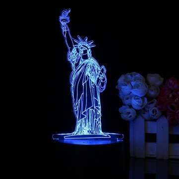 3D New York City Statue of Liberty Touch Remote 7 Color Changing LED Table Night Lamp Light Gift