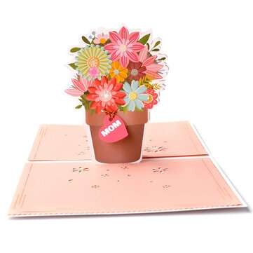 3D Mothers Day Cards Best Mom Flower Basket Paper Invitation Greeting Cards Anniversary Birthday Car