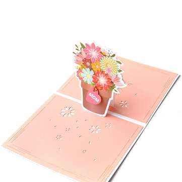 3D Mothers Day Cards Best Mom Flower Basket Paper Invitation Greeting Cards Anniversary Birthday Car