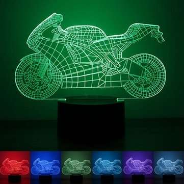 3D Motorcycle Illusion LED Table Desk Light USB 7 Color Changing Night Lamp Home Decor (NO.: 002)