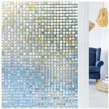 3D Rhombus/Pebbles/Mosaic Glass Window Sticker Film Anti UV Non Adhesive Privacy (TYPE: A)