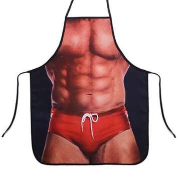 3D Sexy Naked Male Apron Funny Party Kitchen Barbecue Muscle Man Apron For Lover Gift (STYLE: 01)