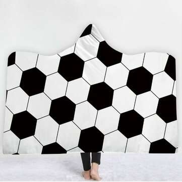 3D Sport Hooded Blankets Printed Warm Winter Wearable Soft Plush Mats Thick Nap (SIZE 3: 130X150CM)