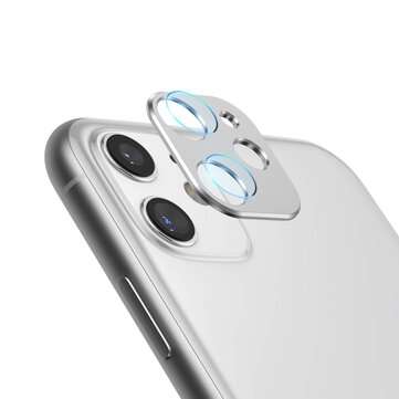 3D Tempered Glass + Metal Circle Ring Anti-scratch Phone... (APPLE MODEL: IPHONE11 | COLOR.: SILVER)