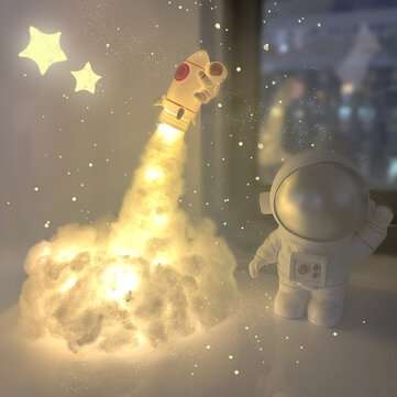 3D Space Rocket LED Night Light Wall Kids Baby Bedroom Table Desk