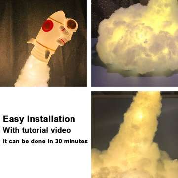 3D Space Rocket LED Night Light Wall Kids Baby Bedroom Table Desk