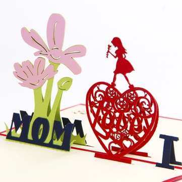 3D Stereoscopic Handmade Greeting Cards Mother`s Day Holiday Wishes Card