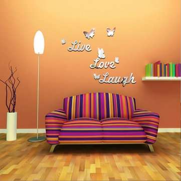 3D Vinyl Mirror Wall Sticker Butterflies Mural Decal DIY Decor