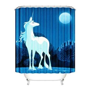 3D Waterproof Unicorn Moon Printing Shower Curtain Bathroom Toilet... (MAT PACKAGE: 1*SHOWERCURTAIN)