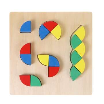 3D Wooden Geometric Blocks Geometric Shapes Puzzle Kids Brain Development Early Educational Toys for