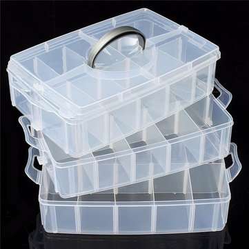 3-Layer Storage Case Detachable Plastic Cosmetic Tool Box Jewelry Holder Contain... (COLOR3: ORANGE)