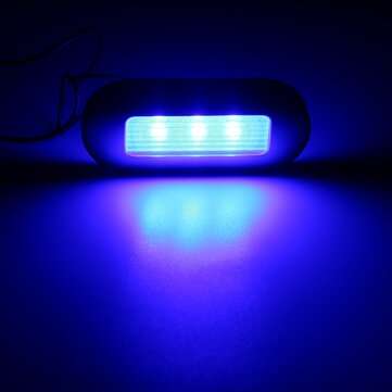 3led Blue White LED Oblong Courtesy Light Yacht Marine Boat Stair Deck Garde (COLOR.: BLUE)