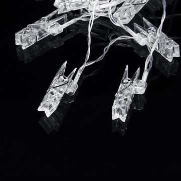 3M 20LED Holder Clip Fairy Sliver Wire String Light Battery Christmas Party Holiday Decor