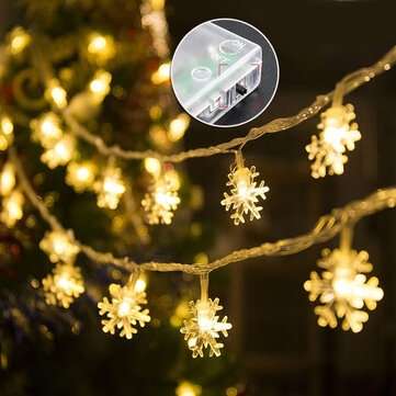 3M 20LED Battery Operated Snowflake Fairy String Light Christmas Wedding Holi... (COLOR.: WARMWHITE)