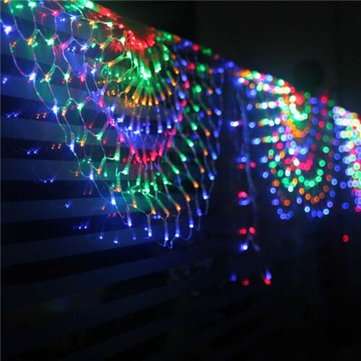 3M EU Plug 444LEDs Peacock Net Mesh Fairy String Light Outdoor Curtain Lamp Holiday Christmas Home D