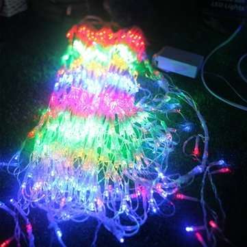 3M EU Plug 444LEDs Peacock Net Mesh Fairy String Light Outdoor Curtain Lamp Holiday Christmas Home D