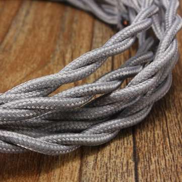 3M Vintage 0.75MM 2 Core Twist Braided Fabric Cable Wire Electric Cord For Pendant... (COLOR.: GRAY)