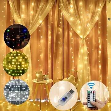 3M*1M/3M*2M USB Waterproof Sliver Wire LED String Light Curt... (LENGTH: 3M*2M | COLOR.: MULTICOLOR)