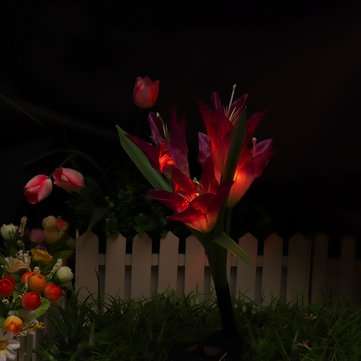 3Pc 4 Head Lily Flower Solar Light Colorful LED Decorative Outdoor Lawn Lamp Home Garden IP65 Waterp