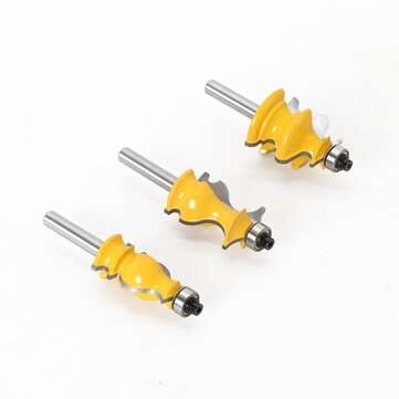 3PC 8mm Shank Architectural Cemented Carbide Molding Router Bit Trimming Wood Milling Cutter for Woo
