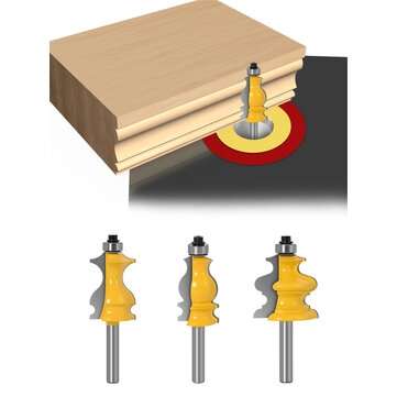 3PC 8mm Shank Architectural Cemented Carbide Molding Router Bit Trimming Wood Milling Cutter for Woo