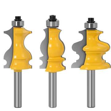3PC 8mm Shank Architectural Cemented Carbide Molding Router Bit Trimming Wood Milling Cutter for Woo