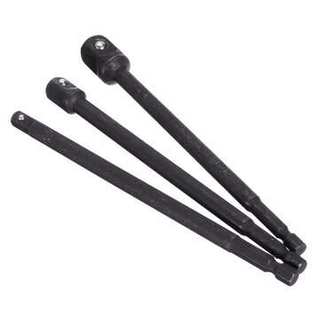 3pcs 1/4 Inch Shank 150mm Socket Adapter Extension Socket Impact Driver Adapter