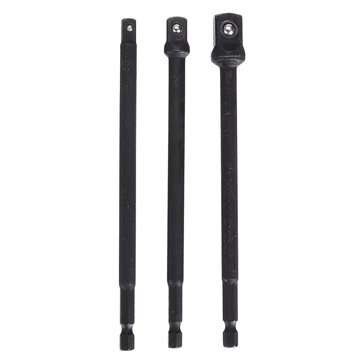 3pcs 1/4 Inch Shank 150mm Socket Adapter Extension Socket Impact Driver Adapter
