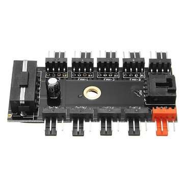 3pcs 12V 10 Way 4pin Fan Hub Speed Controller Regulator For Computer Case With PWM Connection Cable
