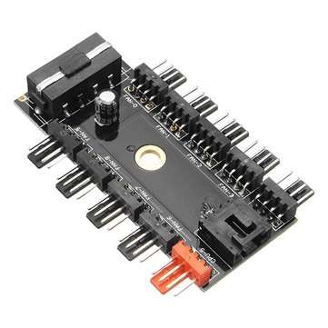 3pcs 12V 10 Way 4pin Fan Hub Speed Controller Regulator For Computer Case With PWM Connection Cable