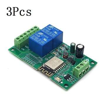 3Pcs 5V/8-80V Power Supply ESP8266 WIFI Dual Relay Module ESP-12F Development Board Secondary Develo