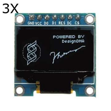 3Pcs 7 Pin 0.96 Inch IIC/SPI Serial 128x64 White OLED Display Module For