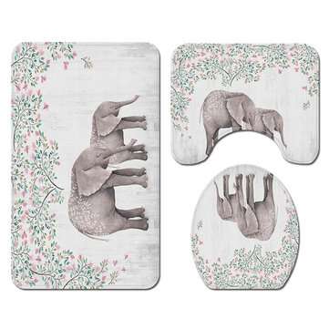 3pcs Anti-slip Bath Rug Elephant Mat  Bathroom Mat Set Bathroom (TYPE: #1)