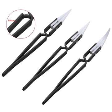 3PCS Anti-Static Reverse Ceramic Tweezers Stainless Steel Electronic CIigarette Heat Resistant Condu