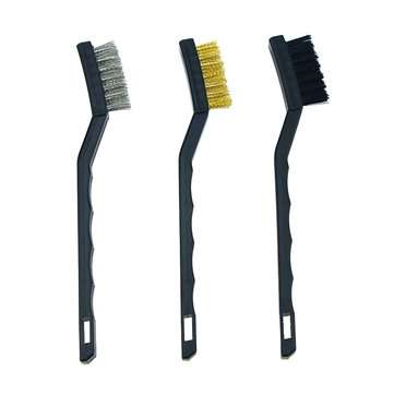 3Pcs Anti-static Metal Rust Clean Tools Mini Wire Brush Set Steel Brass Nylon Brush Cleaning Polishi