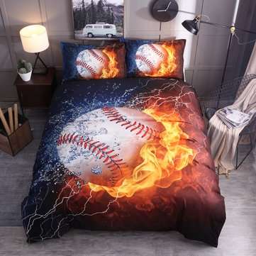 3PCS Bedding Sets Bedclothes Baseball Print  Quilt Duvet Cover Pillowcase D... (SIZE 3: 230CMX260CM)