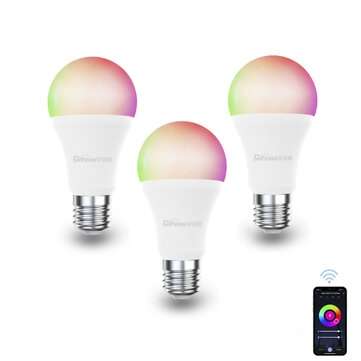 3Pcs Difeisi DFS-EC-0001 E27 9W WIFI A60 RGB+CCT Smart Bulb 810LM AC220-240V Works with Alexa and Go