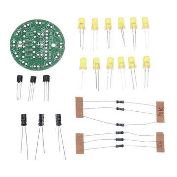 3pcs DIY Yellow LED Round Flash Electronic Production Kit Component Soldering Training Practice Boar