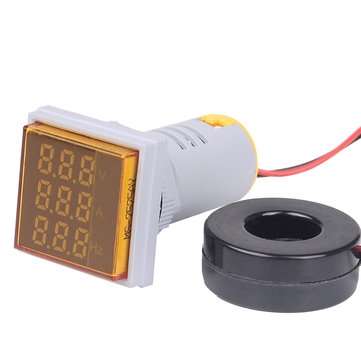 3pcs Geekcreit 3 in 1 AC 60-500V 100A Square Yellow LED Digital Voltmeter Ammeter Hertz Meter Sign