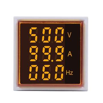 3pcs Geekcreit 3 in 1 AC 60-500V 100A Square Yellow LED Digital Voltmeter Ammeter Hertz Meter Sign