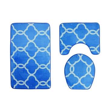 3pcs Lantern Pattern Bathroom Mat Set Antiskid Washroom Carpet Contour Mat Toilet S... (TYPE: TYPEA)