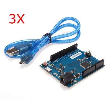 3Pcs Leonardo R3 ATmega32U4 Development Board With USB Cable